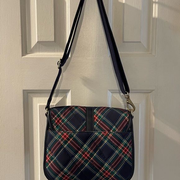 Talbots Navy Plaid Adjustable Shoulder/Crossbody Purse. New Condition Super Cute - Picture 2 of 7